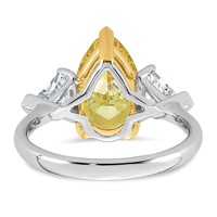 Emma Grace 14K Two-Tone 4.62 Carat Certified Lab Grown Diamond VS+ Pear Vivid Yellow & VS+ F+ Triangle Complete Ring view 5
