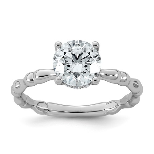 14K White Gold 1.62ct Cert Round Center Lab Grown Diamond VS+ F+ Comp Ring