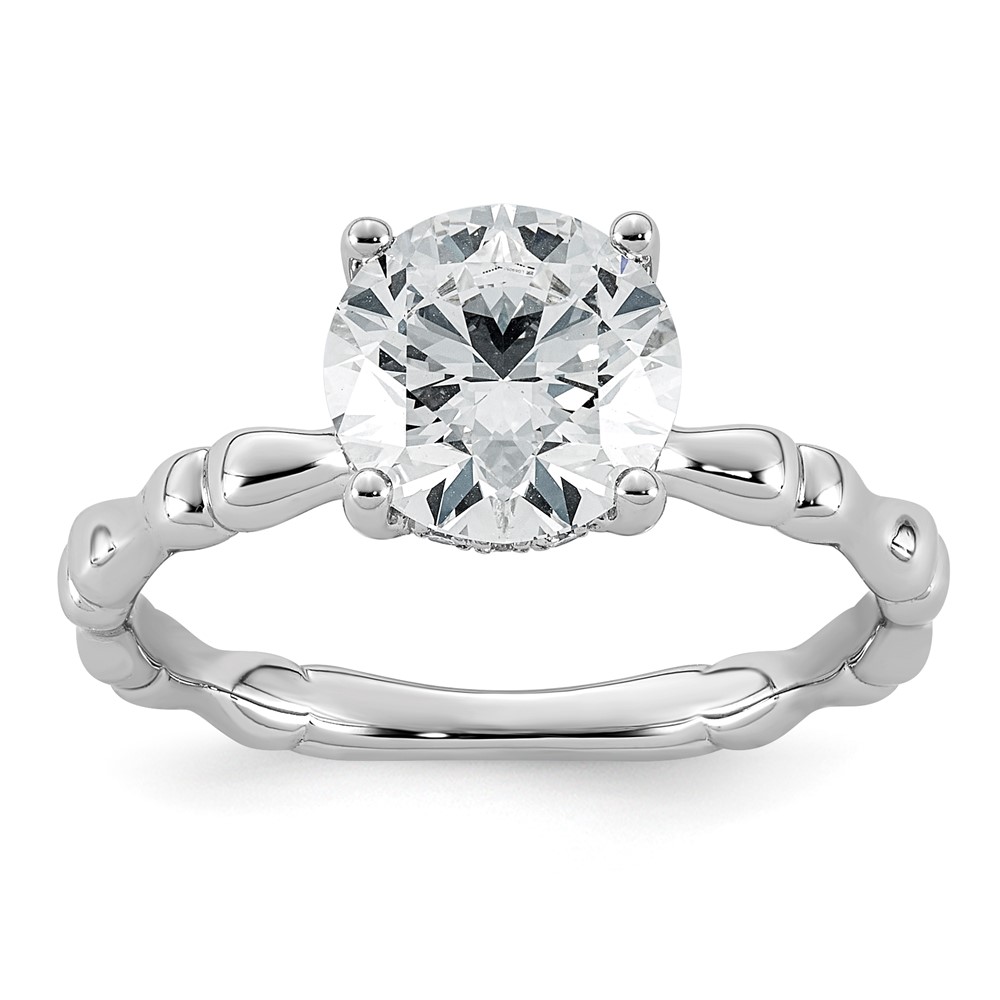 14K White Gold 2.12ct Cert Round Center Lab Grown Diamond VS+ F+ Comp Ring