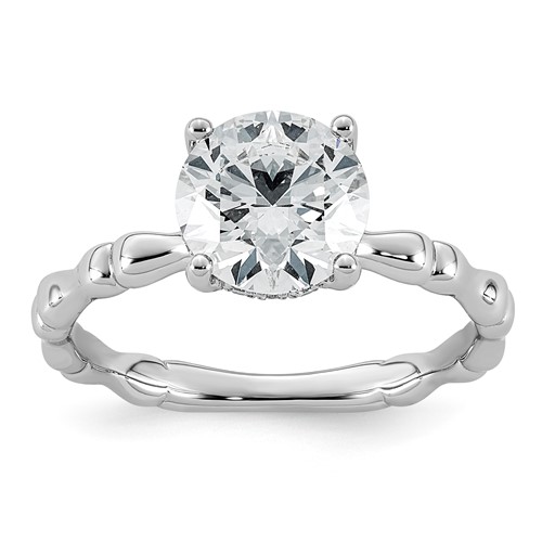 14K White Gold 2.12ct Cert Round Center Lab Grown Diamond VS+ F+ Comp Ring