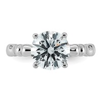 14K White Gold 2.62ct Cert Round Center Lab Grown Diamond VS+ F+ Comp Ring view 4