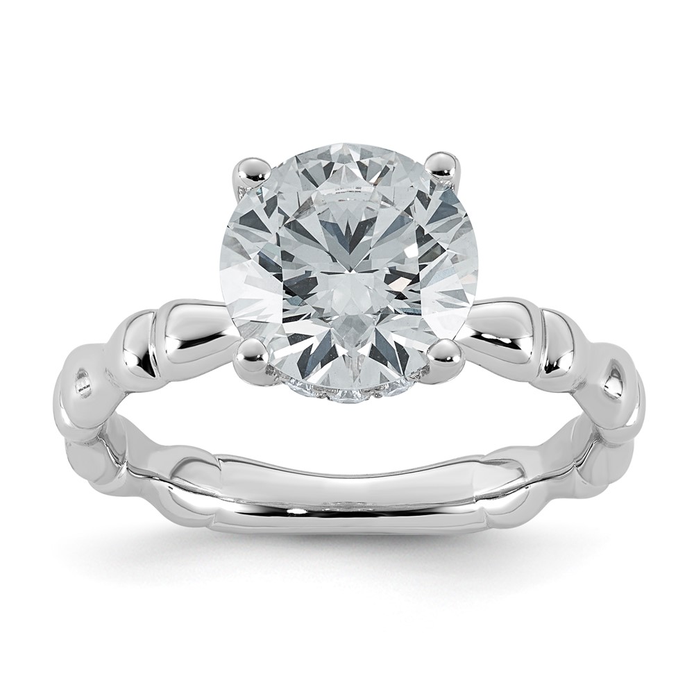 14K White Gold 2.62ct Cert Round Center Lab Grown Diamond VS+ F+ Comp Ring