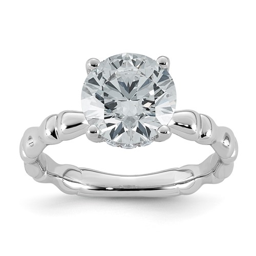 14K White Gold 2.62ct Cert Round Center Lab Grown Diamond VS+ F+ Comp Ring
