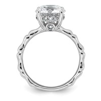 14K White Gold 3.20ct Cert Round Center Lab Grown Diamond VS+ F+ Comp Ring view 2