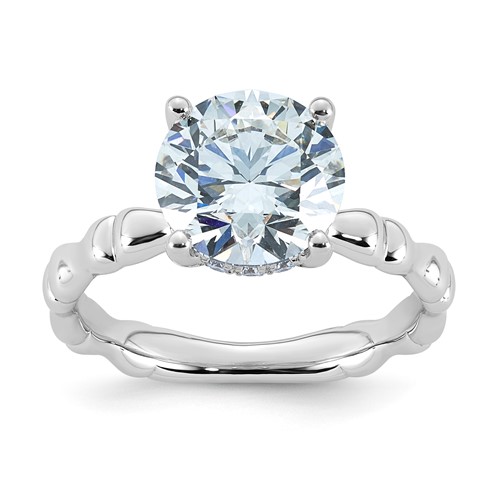 14K White Gold 3.20ct Cert Round Center Lab Grown Diamond VS+ F+ Comp Ring