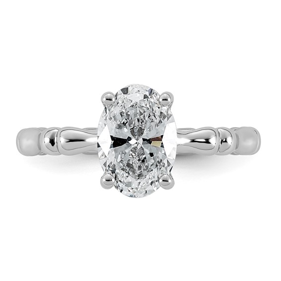 14kw 1 5/8ct Cert Oval Center Lab Grown Diamond VS+ F+ Comp Ring