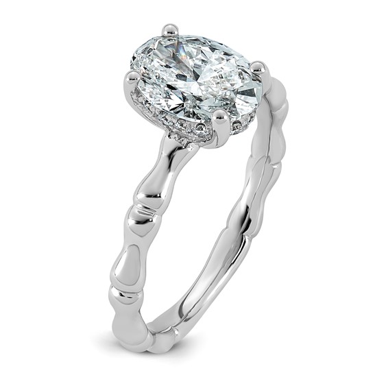 14kw 1 5/8ct Cert Oval Center Lab Grown Diamond VS+ F+ Comp Ring