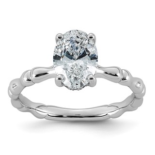 14kw 1 5/8ct Cert Oval Center Lab Grown Diamond VS+ F+ Comp Ring