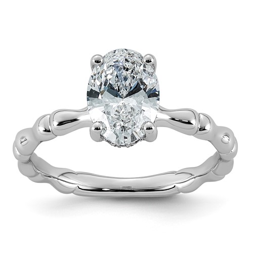 14K White Gold 1.62ct Cert Oval Center Lab Grown Diamond VS+ F+ Comp Ring