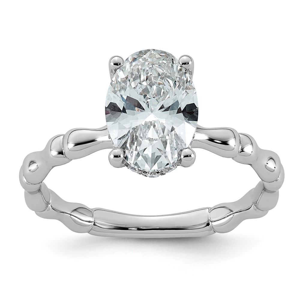 14K White Gold 2.12ct Cert Oval Center Lab Grown Diamond VS+ F+ Comp Ring