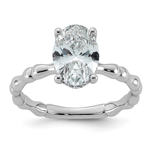 14K White Gold 2.12ct Cert Oval Center Lab Grown Diamond VS+ F+ Comp Ring