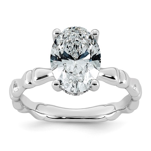 14K White Gold 2.62ct Cert Oval Center Lab Grown Diamond VS+ F+ Comp Ring