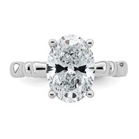 14K White Gold 3.20ct Cert Oval Center Lab Grown Diamond VS+ F+ Comp Ring view 4