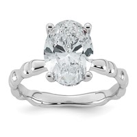 14K White Gold 3.20ct Cert Oval Center Lab Grown Diamond VS+ F+ Comp Ring view 1