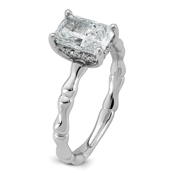 14kw 1 5/8ct Cert Radiant Center Lab Grown Diamond VS+ F+ Comp Ring