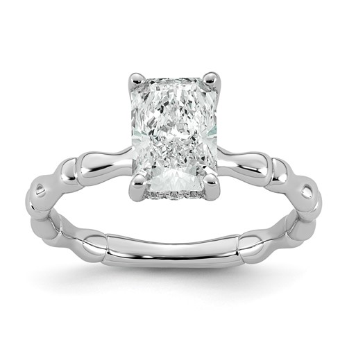 14K White Gold 1.62ct Cert Radiant Center Lab Grown Diamond VS+ F+ Comp Ring