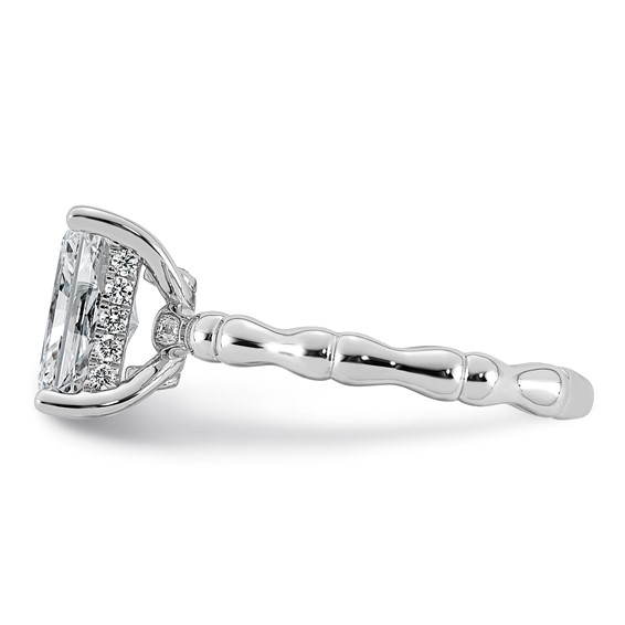 14kw 2 1/8ct Cert Radiant Center Lab Grown Diamond VS+ F+ Comp Ring