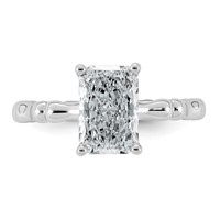 14K White Gold 2.12ct Cert Radiant Center Lab Grown Diamond VS+ F+ Comp Ring view 4