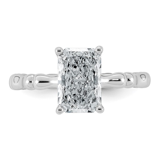 14kw 2 1/8ct Cert Radiant Center Lab Grown Diamond VS+ F+ Comp Ring