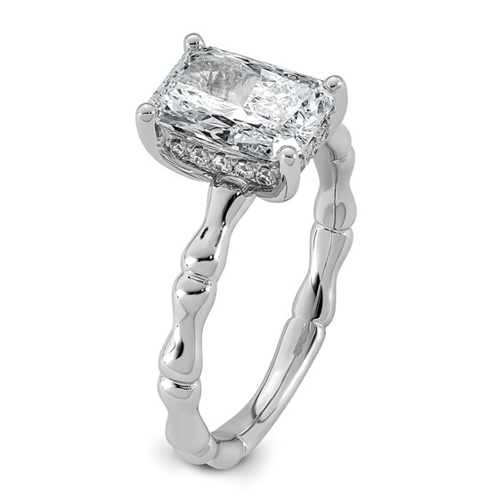 14kw 2 1/8ct Cert Radiant Center Lab Grown Diamond VS+ F+ Comp Ring