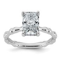14K White Gold 2.12ct Cert Radiant Center Lab Grown Diamond VS+ F+ Comp Ring view 1