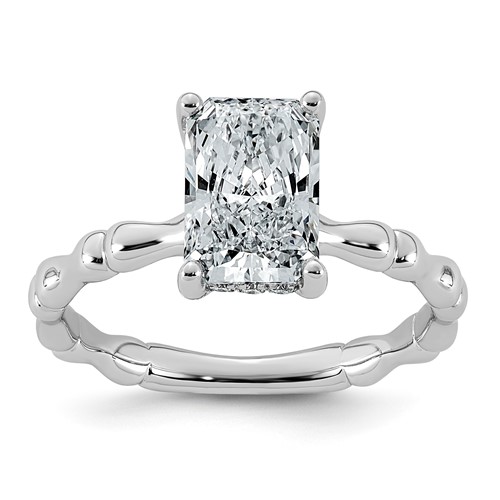 14K White Gold 2.12ct Cert Radiant Center Lab Grown Diamond VS+ F+ Comp Ring