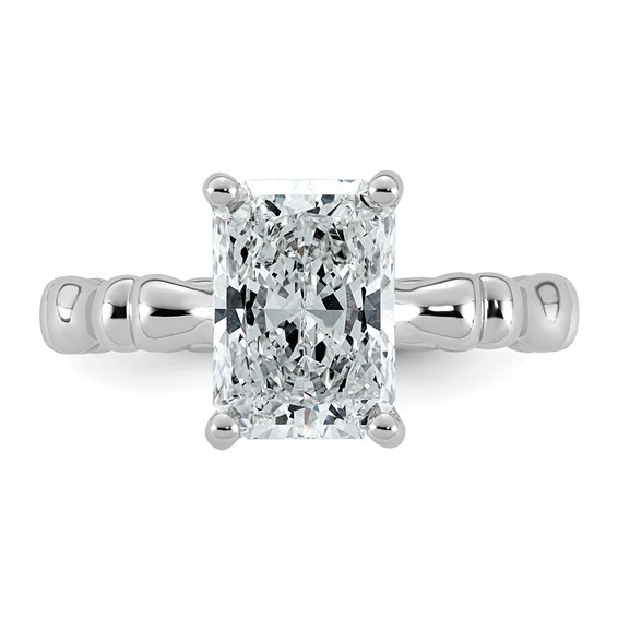 14kw 2 3/4ct Cert Radiant Center Lab Grown Diamond VS+ F+ Comp Ring