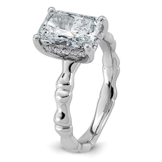 14kw 2 3/4ct Cert Radiant Center Lab Grown Diamond VS+ F+ Comp Ring