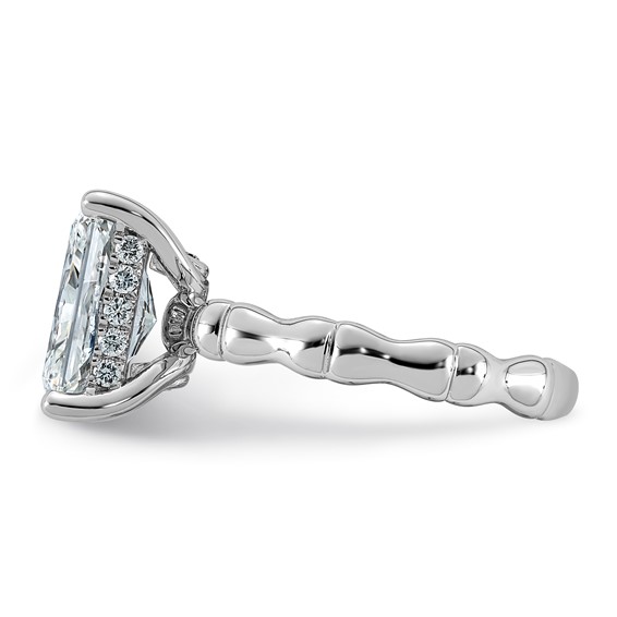 14kw 3 1/5ct Cert Radiant Center Lab Grown Diamond VS+ F+ Comp Ring