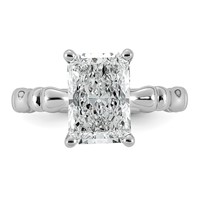 14K White Gold 3.20ct Cert Radiant Center Lab Grown Diamond VS+ F+ Comp Ring view 4