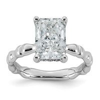 14K White Gold 3.20ct Cert Radiant Center Lab Grown Diamond VS+ F+ Comp Ring view 1