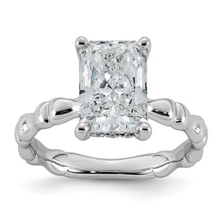 14kw 3 1/5ct Cert Radiant Center Lab Grown Diamond VS+ F+ Comp Ring