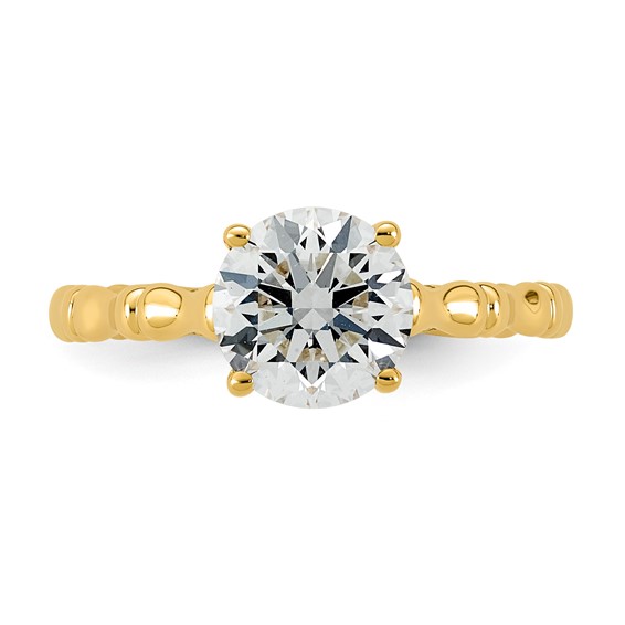 14ky 1 5/8ct Cert Round Center Lab Grown Diamond VS+ F+ Comp Ring