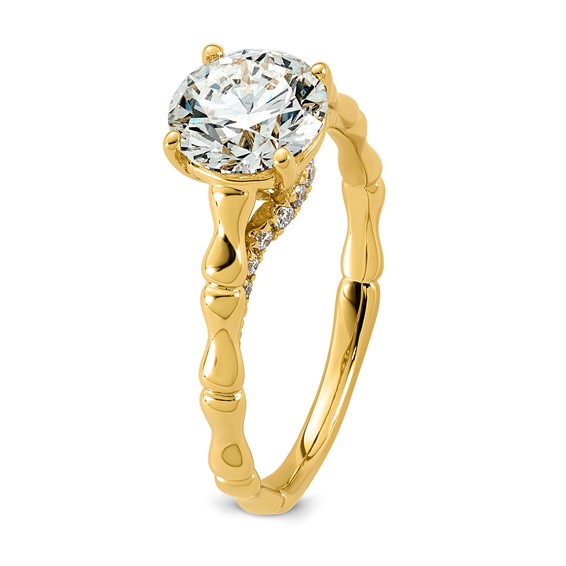 14ky 1 5/8ct Cert Round Center Lab Grown Diamond VS+ F+ Comp Ring