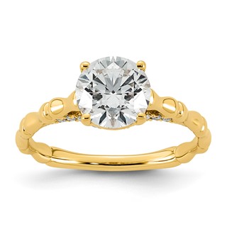 14ky 1 5/8ct Cert Round Center Lab Grown Diamond VS+ F+ Comp Ring