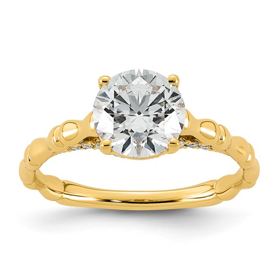 14ky 1 5/8ct Cert Round Center Lab Grown Diamond VS+ F+ Comp Ring