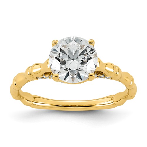 14K Yellow Gold 1.62ct Cert Round Center Lab Grown Diamond VS+ F+ Comp Ring