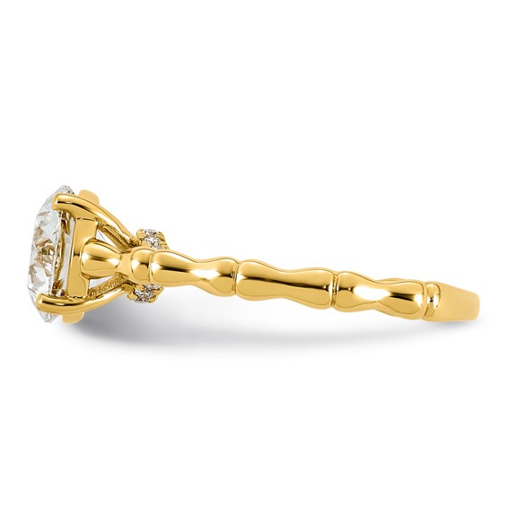 14ky 2 1/8ct Cert Round Center Lab Grown Diamond VS+ F+ Comp Ring