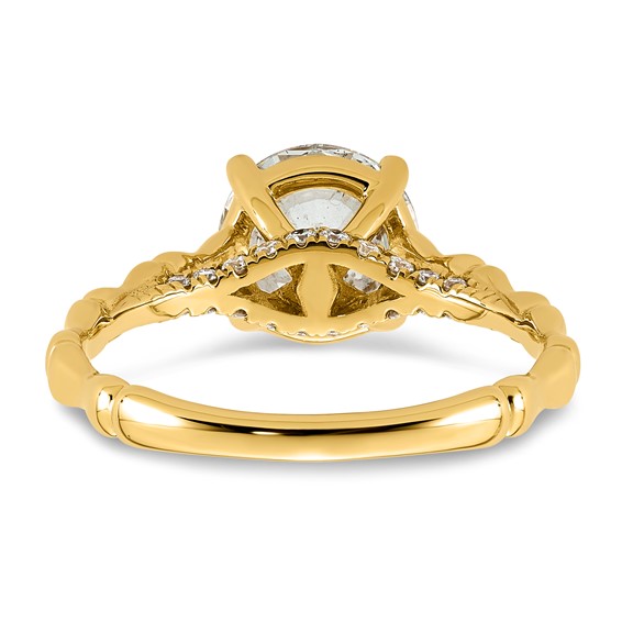 14ky 2 1/8ct Cert Round Center Lab Grown Diamond VS+ F+ Comp Ring