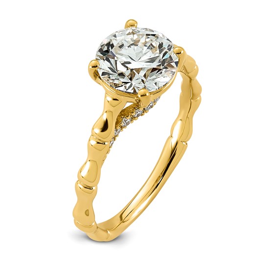 14ky 2 1/8ct Cert Round Center Lab Grown Diamond VS+ F+ Comp Ring