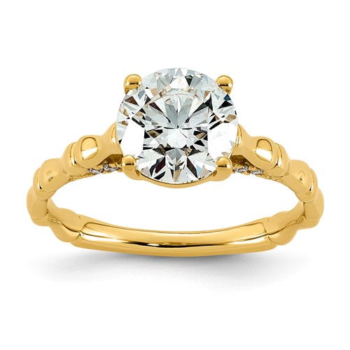 14K Yellow Gold 2.12ct Cert Round Center Lab Grown Diamond VS+ F+ Comp Ring