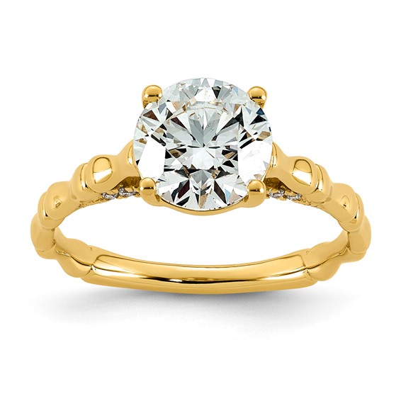 14ky 2 1/8ct Cert Round Center Lab Grown Diamond VS+ F+ Comp Ring