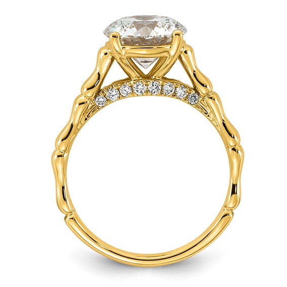 14ky 2 5/8ct Cert Round Center Lab Grown Diamond VS+ F+ Comp Ring