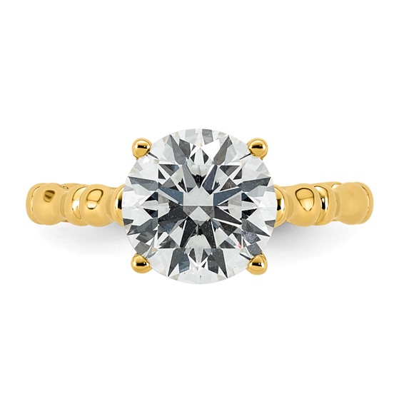 14ky 2 5/8ct Cert Round Center Lab Grown Diamond VS+ F+ Comp Ring