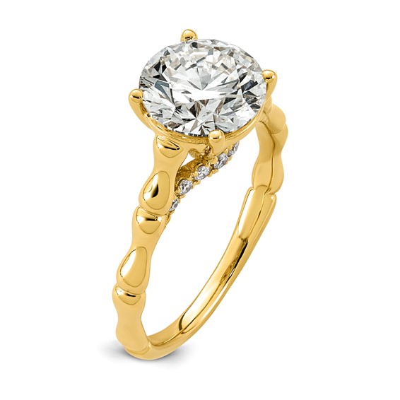 14ky 2 5/8ct Cert Round Center Lab Grown Diamond VS+ F+ Comp Ring