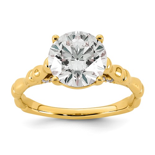 14K Yellow Gold 2.62ct Cert Round Center Lab Grown Diamond VS+ F+ Comp Ring