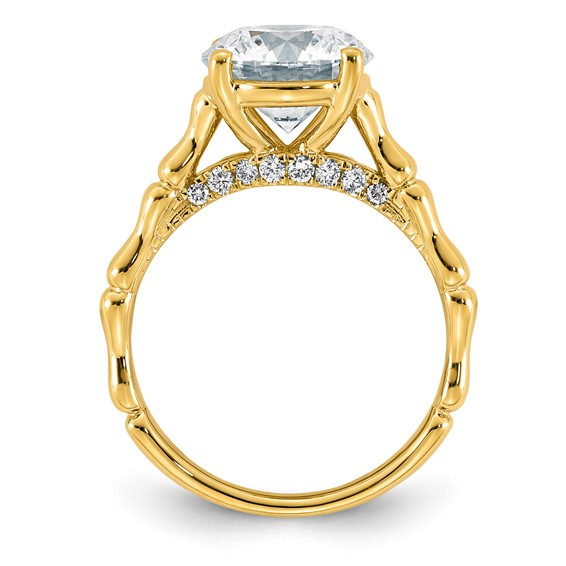 14ky 3 1/6ct Cert Round Center Lab Grown Diamond VS+ F+ Comp Ring