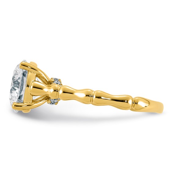 14ky 3 1/6ct Cert Round Center Lab Grown Diamond VS+ F+ Comp Ring