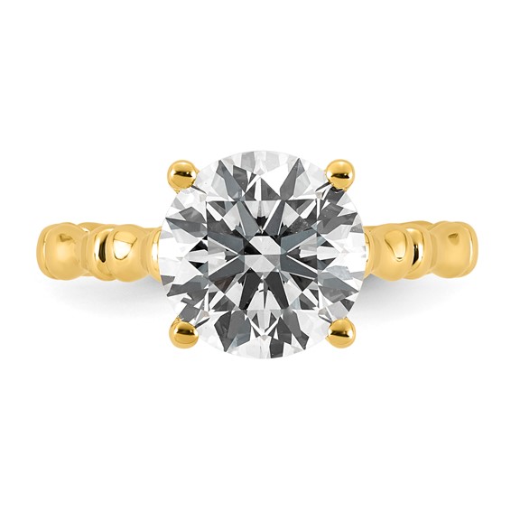 14ky 3 1/6ct Cert Round Center Lab Grown Diamond VS+ F+ Comp Ring