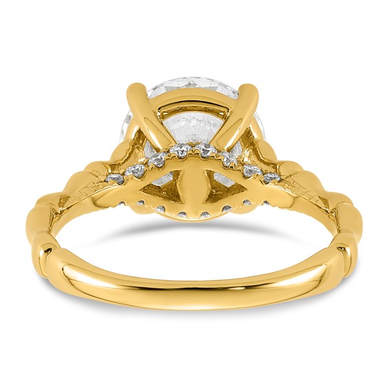 14ky 3 1/6ct Cert Round Center Lab Grown Diamond VS+ F+ Comp Ring